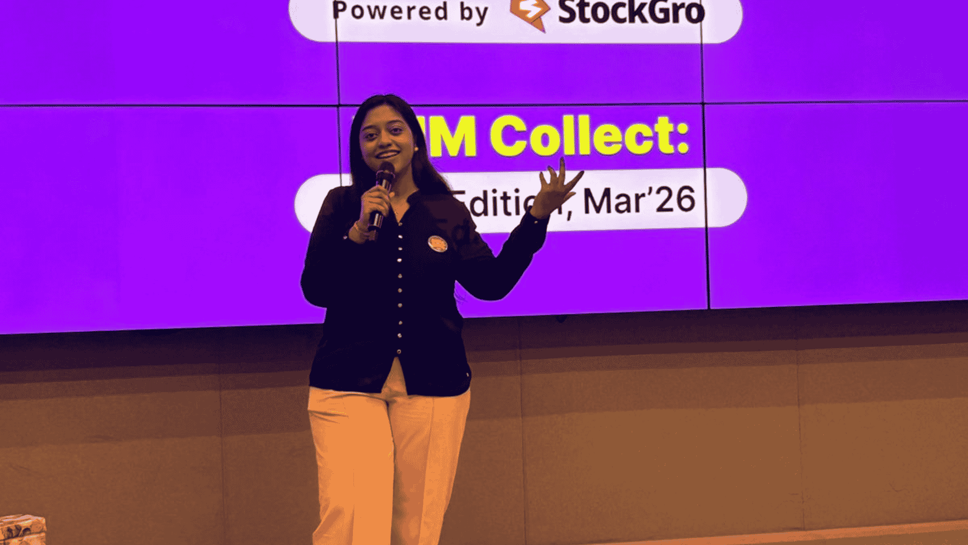 Thejashree Shankar delivering a keynote